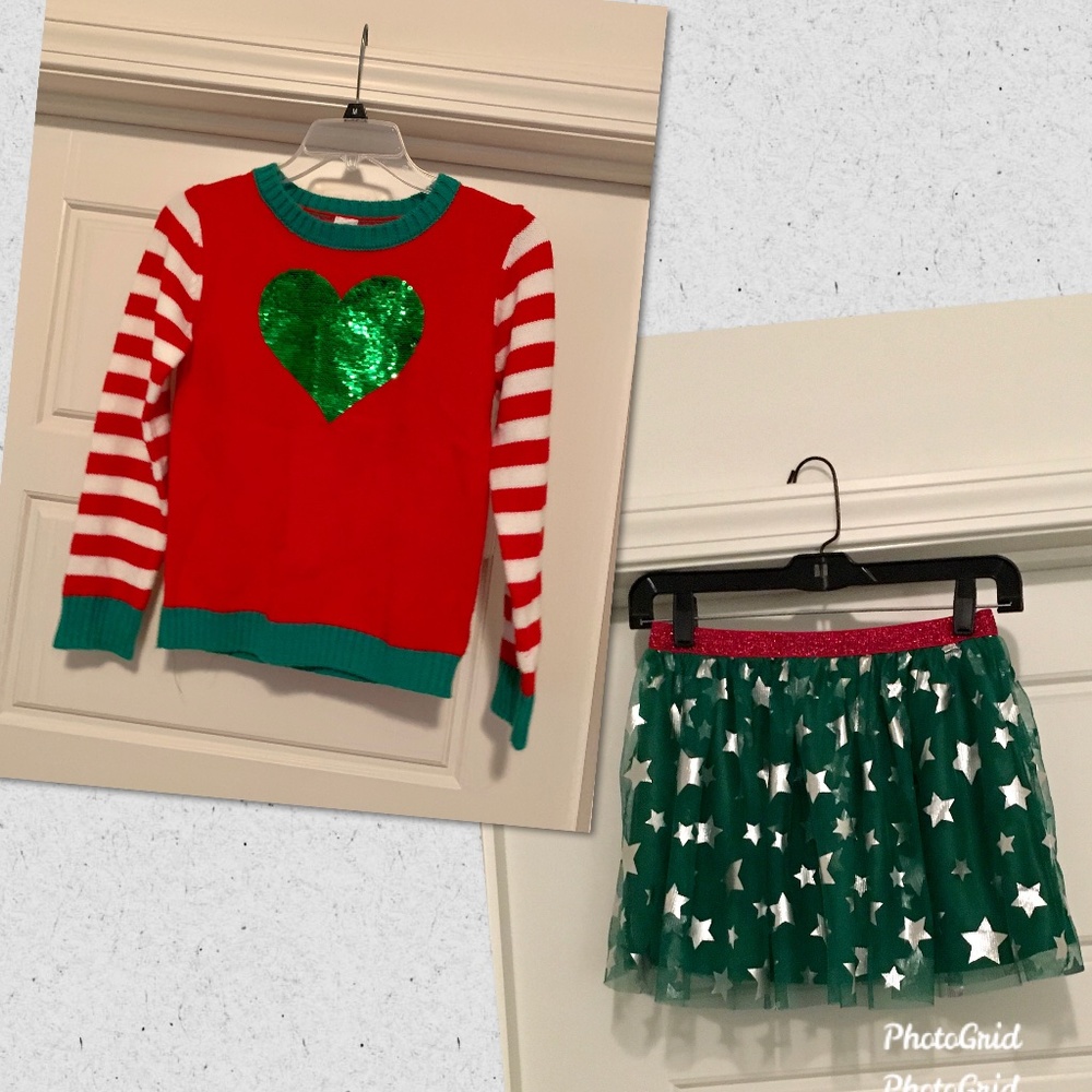 Size 10/12 Christmas Sweater and Skirt Set